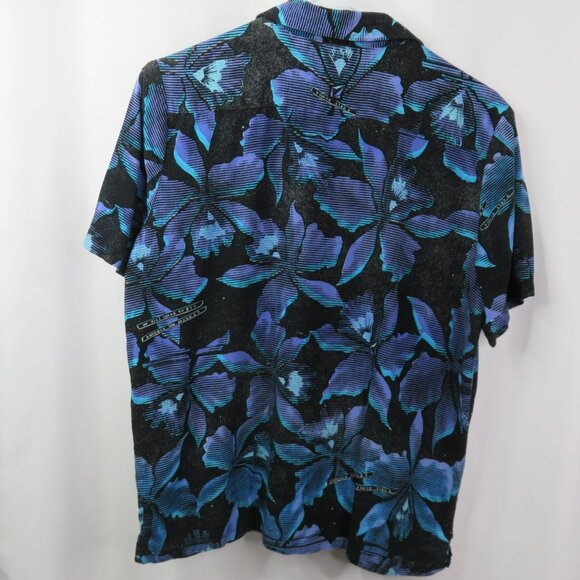 Volcom Hawaiian Shirt Youth 14 XL Black Blue Purple Floral Skate Surf SS - Picture 7 of 11